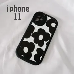 新品 iphone11ケース スマホケース 花柄 ソフト ブラック