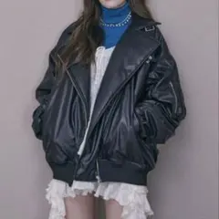 2/28まで限定出品⭐︎ jouetieフェイクレザーライダースMA-1ジャケット