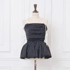 MIRTREASS Polka Dot Peplum Ribbon Top - メルカリ