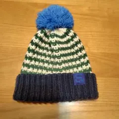 キッズ　ニット帽　ボンボン　ボーダー　冬　雪　スキー　そり
