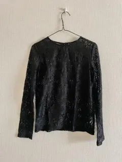 レースクルーネックプルオーバー　BLACK / Mサイズのサムネイル