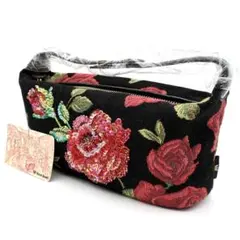 新品未使用】シンクビー ハンドバッグ ポーチ 薔薇 バラ スパンコール 
