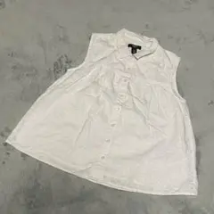 【GapKids】 ホワイト ノースリーブ アップシャツ トップス XL