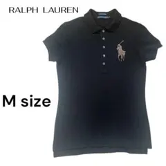 ラルフローレン ポロシャツブラック ビーズポニーゴールド ポニー ビックポニー