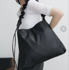 Aunt Marie's 2WAYワンハンドルバック　ギャザー　黒トート　A4可