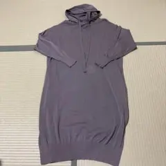 フード付きパープルカットソーワンピース　サイズ36