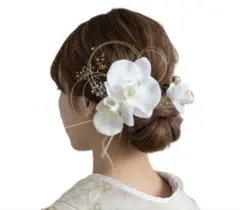 和装髪飾り ホワイト 花
