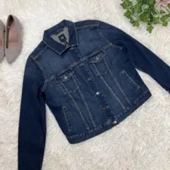 【ギャップ】L  デニムジャケット　テーラード　袖ボタン　ポケット　胸ポケット