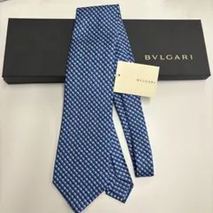 BVLGARI ネクタイ 青 幾何学模様