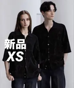 CLEL ベーシック/スプレー畦編み半袖ニットシャツカーディガン XS