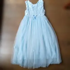 水色 花飾り付き ドレス