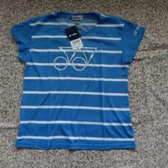 【新品】YONEX レディース　ストライプ Tシャツ 青/白　Lサイズ