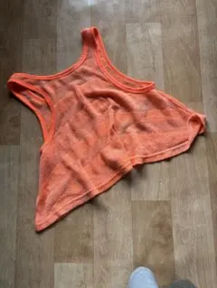 オレンジ タンクトップ シースルー ショートトップス