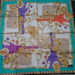 CELINE紫色 エッフェル塔 ハンカチ47×47
