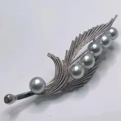 ヴィンテージ アコヤパール ブローチ スターリング 真珠 大珠 8.74mm