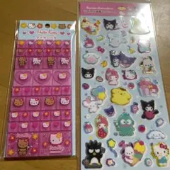 日焼けキティタイルシールラメ入り樹脂もりシール　サンリオキャラクターズ