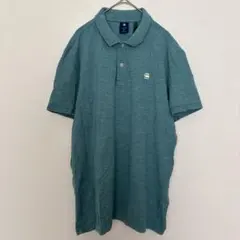 G-STAR RAW ポロシャツ 刺繍 ワンポイント 無地 XL 青 綿のサムネイル