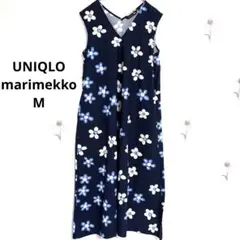 UNIQLO マリメッコ M 花柄 ワンピース ウニッコ ネイビー Aライン