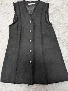『美品』ブラック フリンジ ベスト M