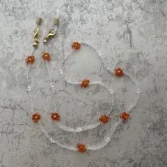 メガネチェーン マスクチェーン 2way お花 韓国 ビーズ ハンドメイド