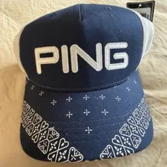 PING ゴルフ キャップ ネイビー バンダナ柄のサムネイル