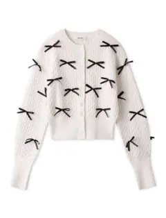 SNIDEL リボンモチーフカーディガン アイボリー