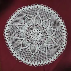 レース編み 円形マット 白