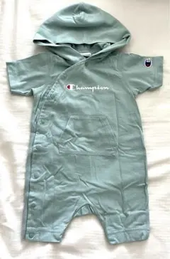 champion フード付ロンパース　エメラルドグリーン