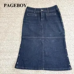 ページボーイ デニムロングスカート マーメイド フレア 切り替え ストレッチ