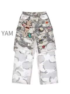 LNM】Lame Need Moola ダメージ加工ワイドデニムパンツ Y2K - メルカリ