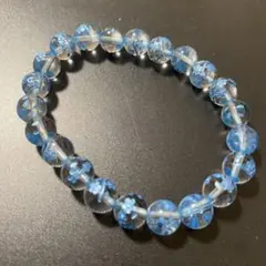 綺麗なブルーの桜彫刻水晶天然石ブレスレットのサムネイル
