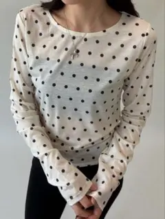 FUULLY STUDIO シアードットクルーネックロング TEE