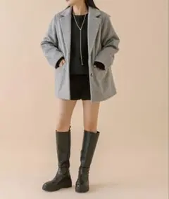 Heather ダークグレー テーラードジャケット セットアップ ミスカート 