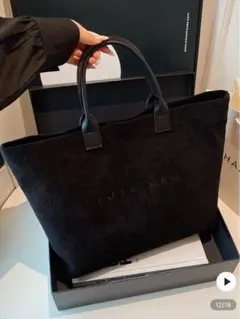 【新品】ブラック コーデュロイ トートバッグ