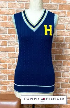 美品♡⃛Tommy hilfiger Hマーク ケーブル編み ベスト サイズM