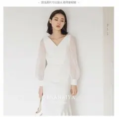 即納 長袖 新品未使用 ウエディングドレス Sサイズ 二次会