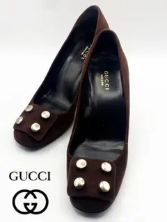 GUCCI グッチ 茶スエードパンプス⑥美品‼️