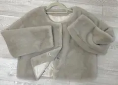 ★期間限定価格★ライトグレー★1回使用★ ショートフェイクファーコート