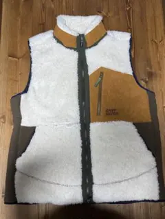 KRIFF MAYER スタンドネック配色切替シャギーボアベスト ナチュラル