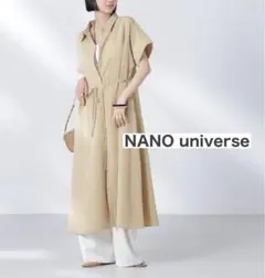 ナノユニバース【未使用】サッカードルマンスリーブシャツワンピース　ベージュ