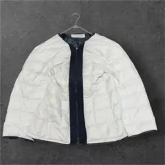 PLST プラステ インナーダウンジャケット ノーカラー ホワイト ジップ L