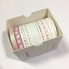 マスキングテープ 細い 10巻き 桜 花 アルファベット ピンク メモ帳 弱粘着