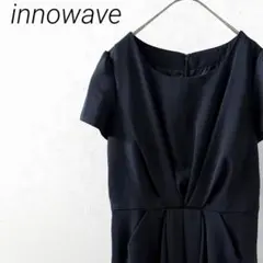 innowave ひざ丈ワンピース 半袖 クルーネック ウエストタック 裏地付きのサムネイル