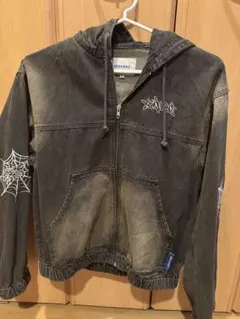 SEQUENZ シークエンズ ジップパーカー M ブラック フェード加工刺繍古着