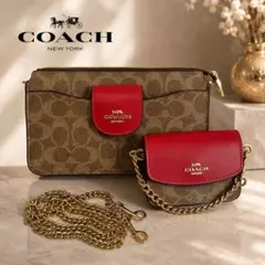 新品未使用 Coach スウィンガー20 ジャガード レッド 赤 シグネチャー