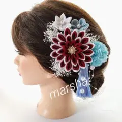 真紅髪飾り、つまみ細工、成人式、卒業式、結婚式、お色直し、振袖、和装髪飾り、