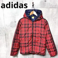 adidas アディダス レディース チェックダウンジャケット S レッド