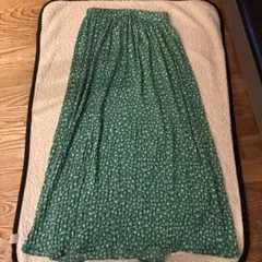 ZARA ロングフレアスカート 花柄 グリーン XS