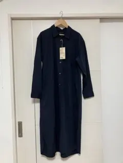 新品　無印良品　婦人　洗いざらし　ブロード　長袖シャツワンピース　ネイビー　s