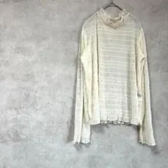 スプレイプレミアム　シアーブラウス　白系　ラインストーン　ハイネック　インナー